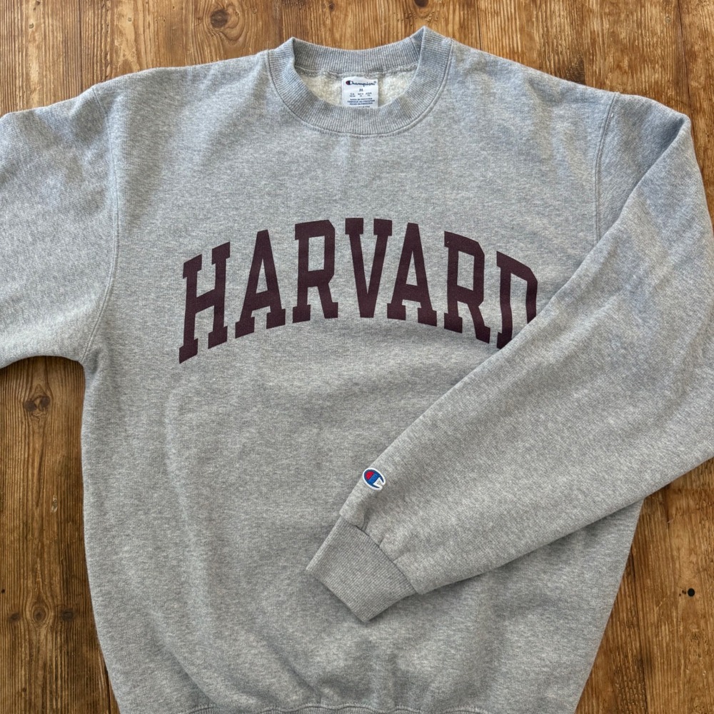 Champion Harvard University Sweatshirt Gray Eco Fleece Unisex Collegiate Men's M